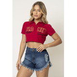 Blusa Cropped Feminina Em