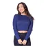 Blusa Cropped Feminina Oliveira Malhas Azul