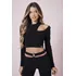Blusa Cropped Feminina Recorte Ombro Planet Girls Preto