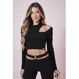 Blusa Cropped Feminina Recorte