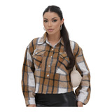 Blusa Cropped Flanelada Estampada
