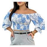 Blusa Cropped Lastex Estampado