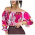 Blusa Cropped Lastex Paty Nordestina Farm Estampado Manga