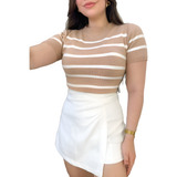 Blusa Cropped Listrado Feminino