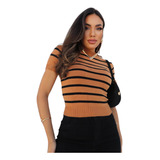 Blusa Cropped Listrado Modal