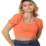 Blusa Cropped Manga Bufante