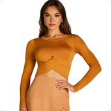 Blusa Cropped Manga Longa