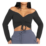 Blusa Cropped Manga Longa