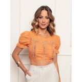 Blusa Cropped Manga Princesa