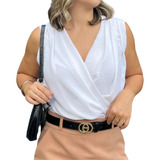 Blusa Cropped Transpassada Regata