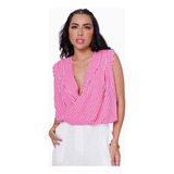 Blusa Cropped Transpassada Regata