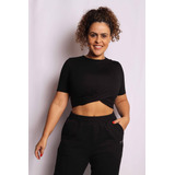 Blusa Cropped Transpassado Bege