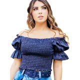 Blusa Croppped Jeans De