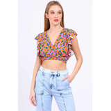 Blusa Curta Transpassada Lanca