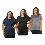 Blusa De Academia Feminina Fitness Kit Com 3 Peças Plus Size