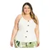 Blusa De Alça Canelada Plus Size Com Detalhe Em Botão E Bojo
