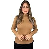 Blusa De Frio Cacharrel Feminina Gola Alta Trico Manga Longa  Bege 