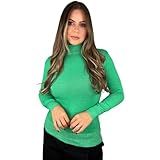 Blusa De Frio Cacharrel Feminina Gola Alta Trico Manga Longa Cor:verde Bandeira;tamanho:único (veste 36 Ao 42)