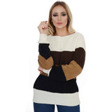 Blusa De Frio Feminina Malha Trico Listras Tam Único 36-42