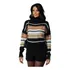 Blusa De Frio Suéter Gola Alta Manga Longa Listrada Tricot