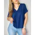Blusa Decote V Traspassado Básica Manga Curta Roupa Elegante