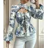 Blusa Elegante Gola Alta Manga Longa Ester Laço Blue