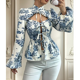 Blusa Elegante Gola Alta