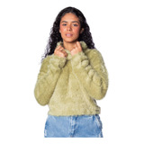 Blusa Feminina Ana Gonçalves Tricot Com Felpa Verde