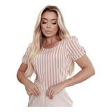 Blusa Feminina Bege Listrada