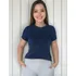 Blusa Feminina Blusinha Básica Manga Curta Detalhes Botões