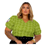 Blusa Feminina Bordada Plus