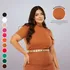 Blusa Feminina Camiseta Cacharrel Plus Size Manga Curta 3/4 