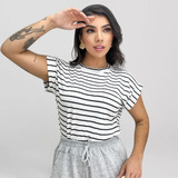 Blusa Feminina Camiseta Listrada