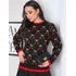 Blusa Feminina Cereja Gola Redonda Moda Inverno