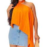 Blusa Feminina Choker Assimetrica