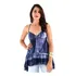 Blusa Feminina Com Bojo Babados E Barra Azul Marinho
