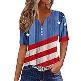 Blusa Feminina Com Estampa De Listras Com Bandeira Americana Do Dia Da Independência De 2024, Cinza, M