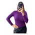 Blusa Feminina Cropped Trança Modal Tricot Manga Longa
