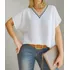 Blusa Feminina Decote V Básica Manga Curta Chique Elegante