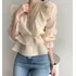 Blusa Feminina Elegante Social Manga 3/4 Babado Bufante