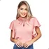 Blusa Feminina Evangélica Manga Babado Gola Pérolas Elegante