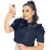 Blusa Feminina Evangélica Social Babado Com Gola De Laço