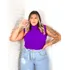 Blusa Feminina Garrafinha Plus Size Gola Alta Canelada  Luxo