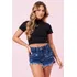 Blusa Feminina Gola Alta Com Placa Planet Girls Preto