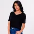 Blusa Feminina Gola V Básica Dia A Dia P/trabalho Formal