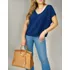 Blusa Feminina Larga Manga Curta Decote V Festa Tecido Leve