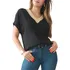 Blusa Feminina Larga Manga Curta Decote V Festa Tecido Leve