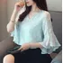 Blusa Feminina Linda Elegante Crepes Chiffon Manga 3/4 Tinas