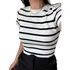 Blusa Feminina Listrada Old Money Manga Curta  Verão Tricot
