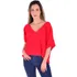 Blusa Feminina Manga 3/4 Gola V Básica Casual Promo De Ofert